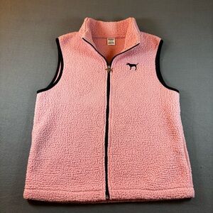 Victoria’s Secret Pink Sherpa Full Zip Vest Women’s Large With Pockets